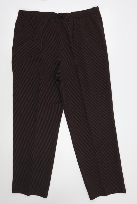 BM Womens Brown Striped Trousers Size 16 L30 in