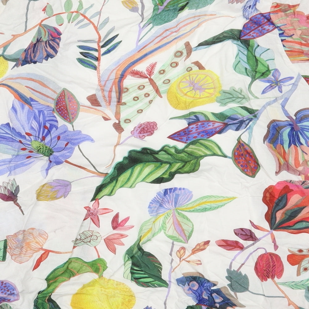 H&M Mens White Floral Cardigan Jumper