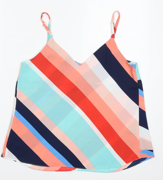 George Womens Multicoloured Striped Basic Tank Size 8