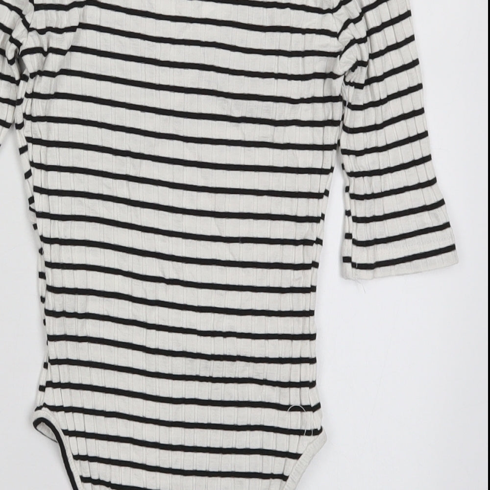 Atmosphere Womens White Striped Bodysuit One-Piece Size 6 - Black and White