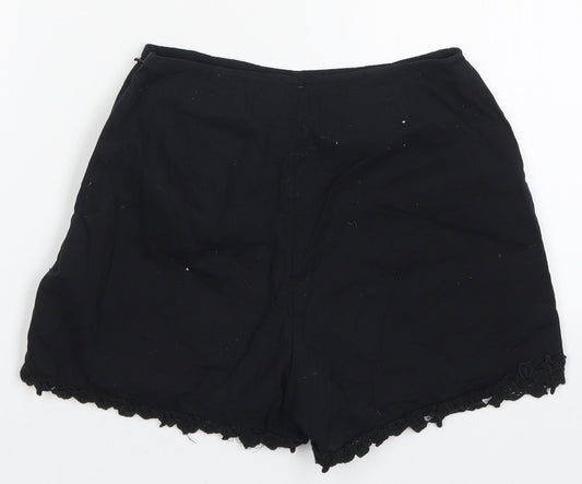 Miss Selfridge Womens Black Floral  Hot Pants Shorts Size 4