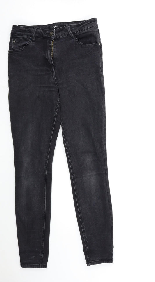 Additional front view of Matalan women’s black denim skinny jeans, size UK 8, 28-inch leg