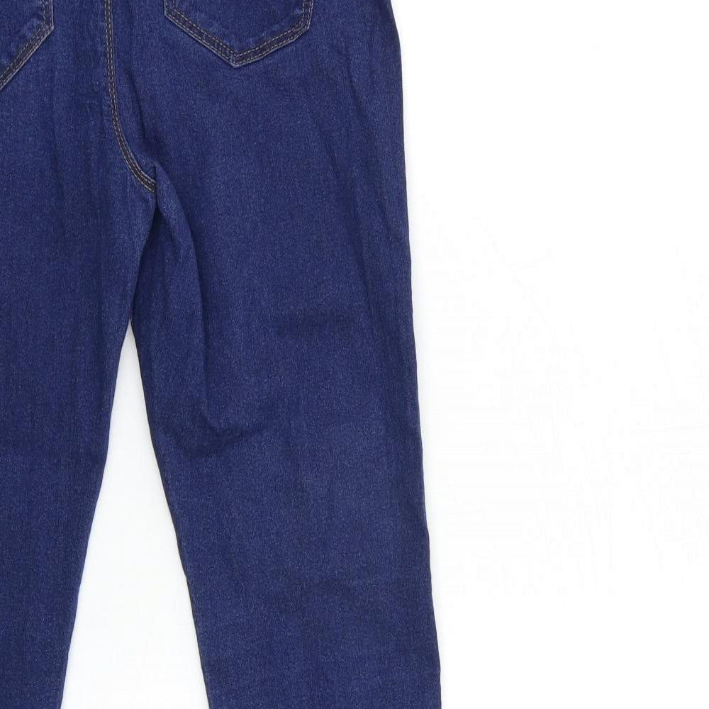 Brand and care label for Denim & Co. women’s blue denim jegging jeans, size UK 12, 27-inch leg