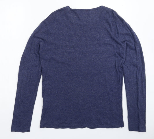 Pull&Bear Mens Blue Knit Pullover Jumper Size M