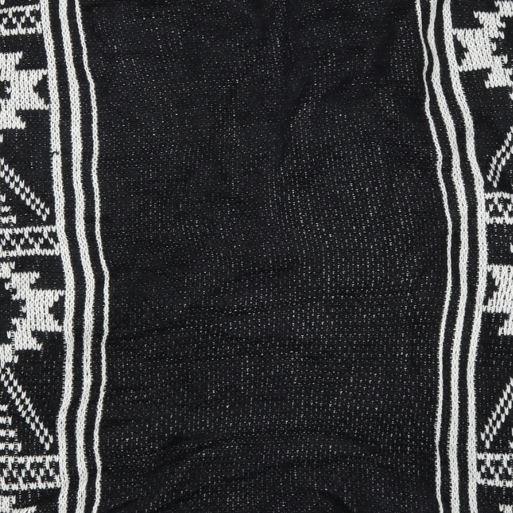 Avenue Womens Black Geometric Knit Cardigan Jumper One Size