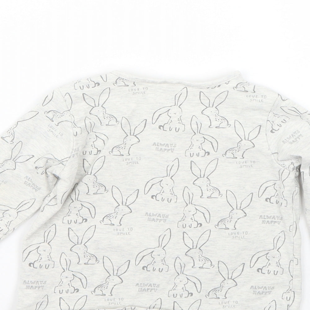 Brand and care label for Next Baby Grey Geometric Basic T-Shirt, size 6-9, Months