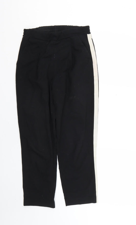Womens UK Size S Stradivarius Regular Fit Cropped Black Trousers