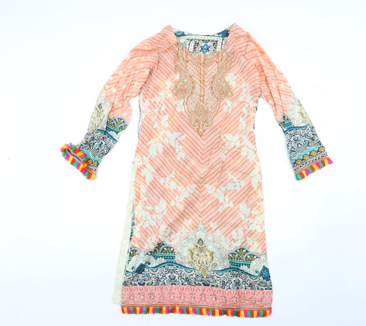 Additional front view of women’s multicoloured geometric t-shirt dress, size S