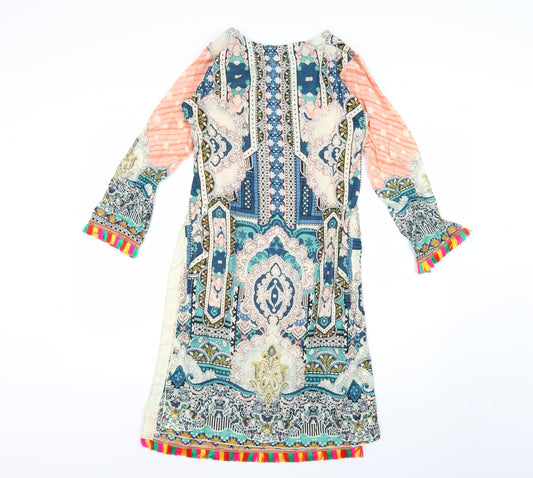 Preworn Womens Multicoloured Geometric T-Shirt Dress Size S