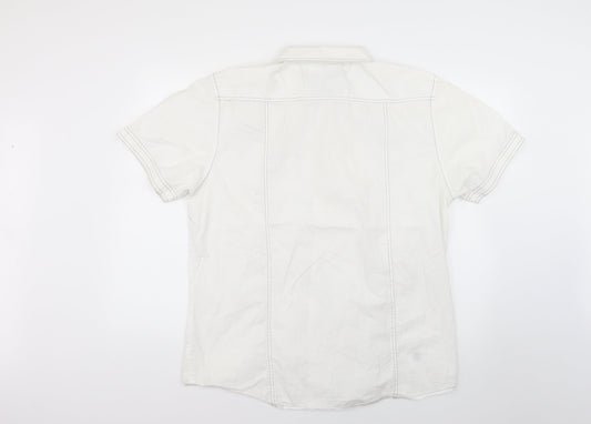 Mens UK Size XL urban spirit White Button-Up Short Sleeve Casual Shirt