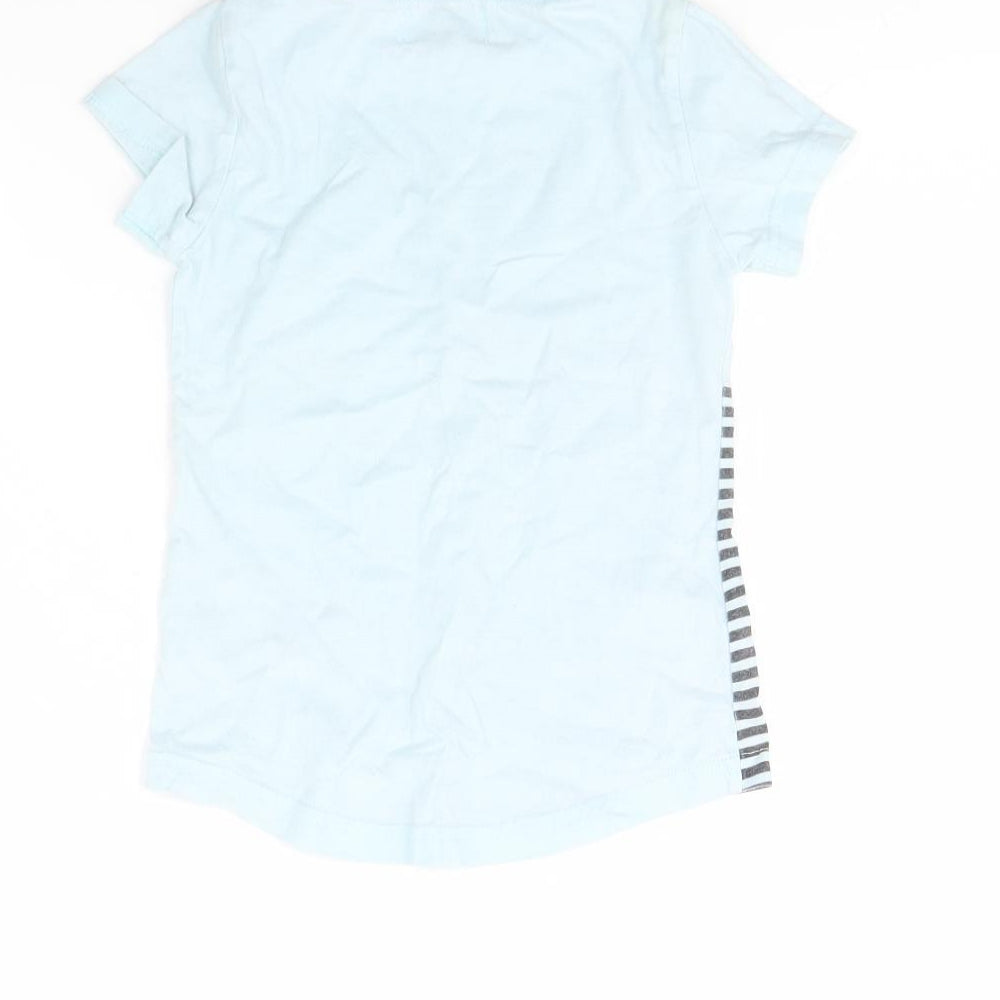 Brand and care label for Juniors girls’ blue solid cami pyjama top, size 3, years
