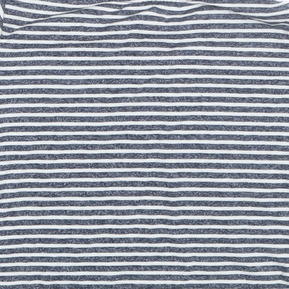 Brand and care label for Primark boys’ blue striped basic t-shirt, size 9-12, months