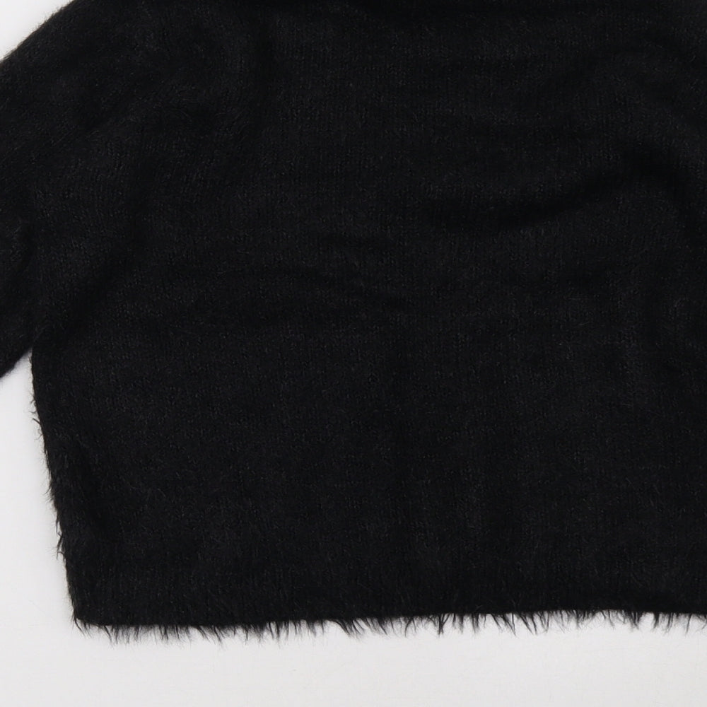 Brand and care label for Brave Soul women’s black pullover sweatshirt, size S