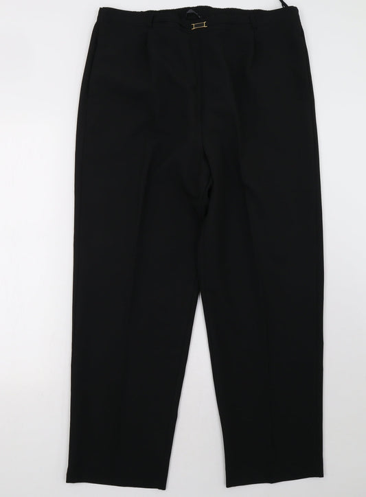 Womens UK Size 16 BM Regular Fit Black Trousers