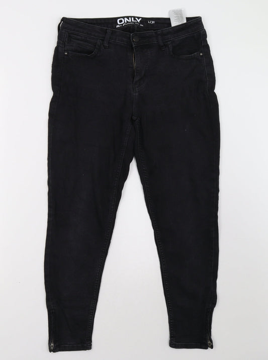 Additional front view of Only women’s black skinny jeans, size UK 10, 28-inch leg