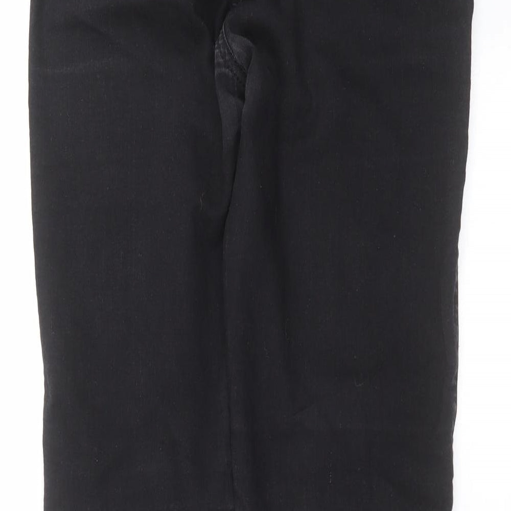 Brand and care label for Indigo women’s black denim jegging jeans, size UK 8, 30-inch leg