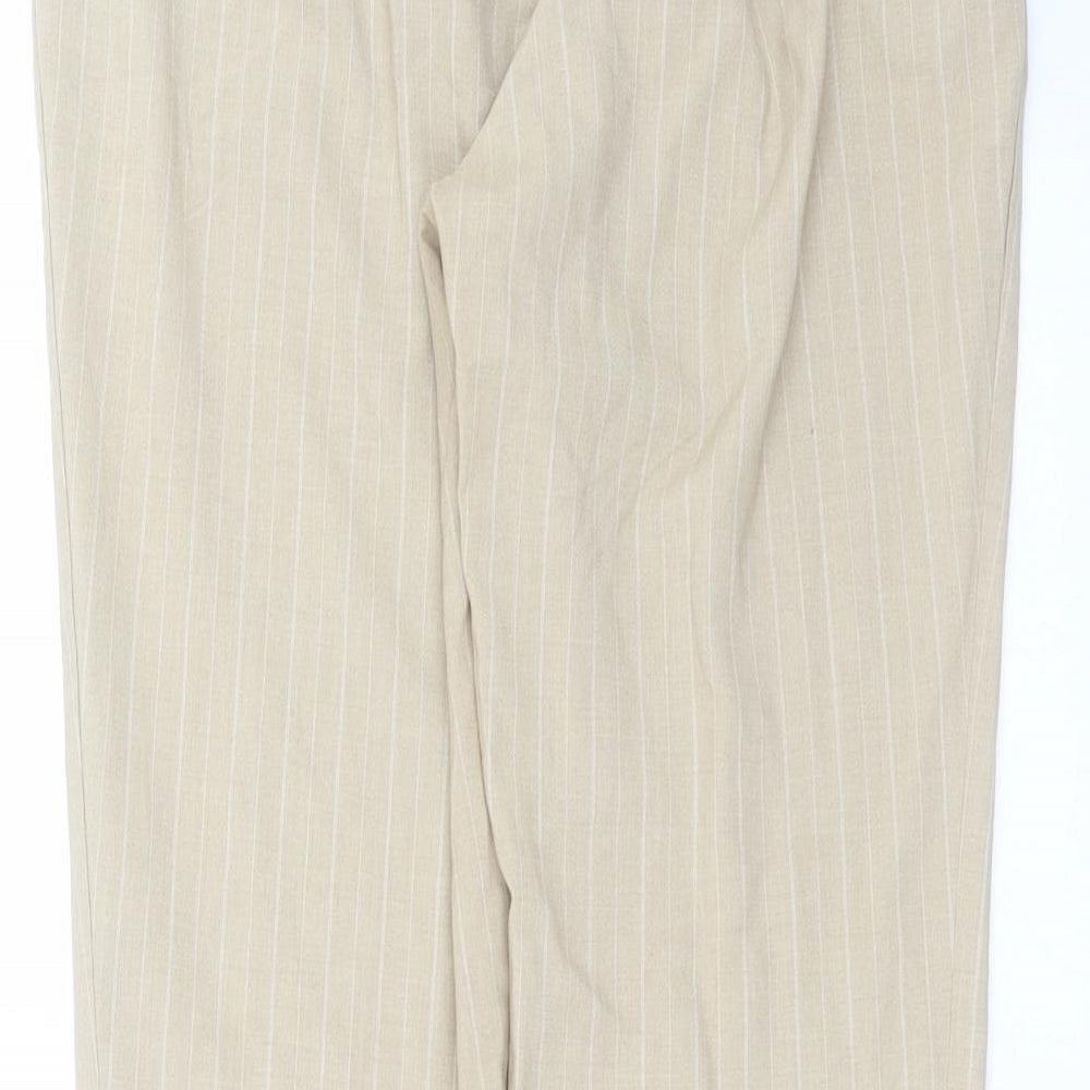 Stradivarius Womens Beige Striped Trousers Size S L28 in