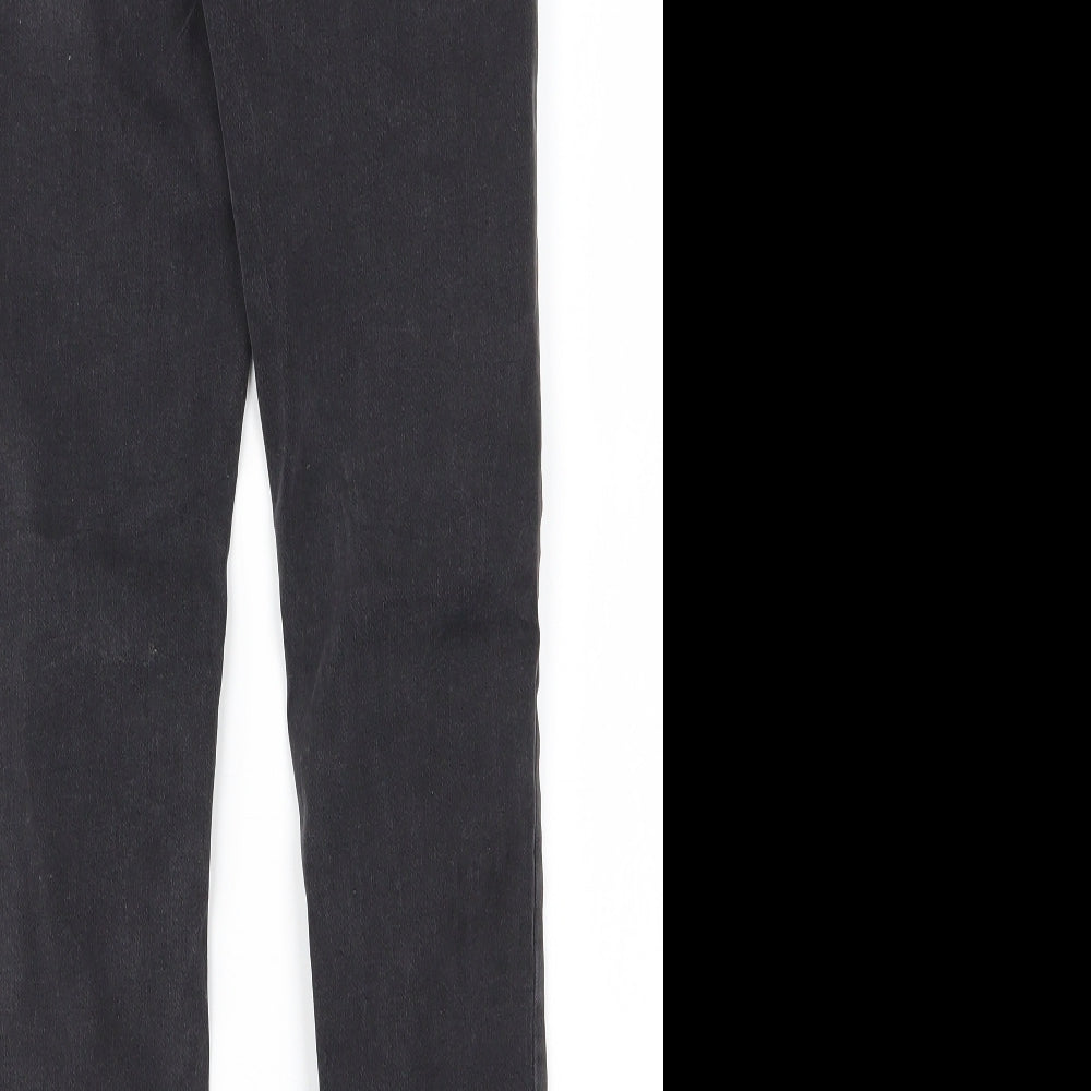 Brand and care label for boohooMAN men’s grey skinny jeans, size 30, in, 28-inch leg
