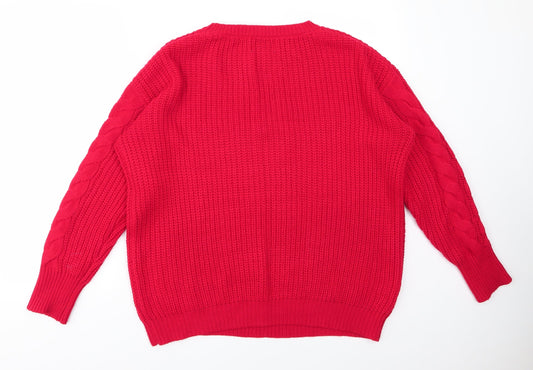Womens UK Size L Papaya Red Pullover Jumper