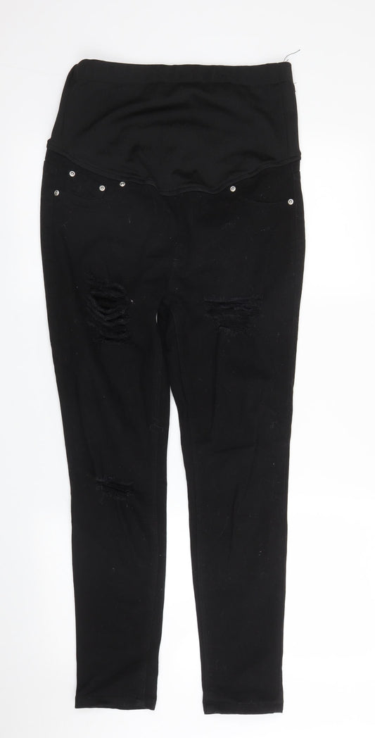 Additional front view of Boohoo women’s black denim skinny jeans, size UK 10, 27-inch leg