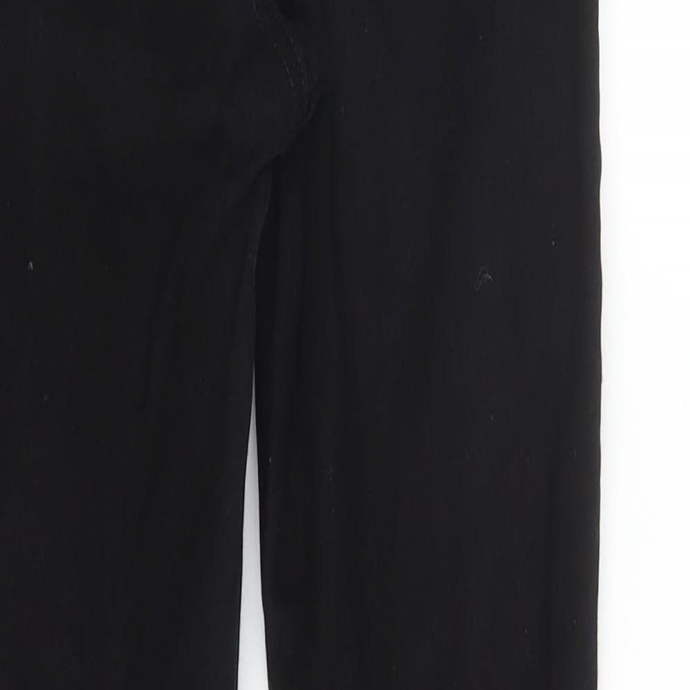Brand and care label for Dorothy Perkins women’s black denim skinny jeans, size UK 8, 25-inch leg