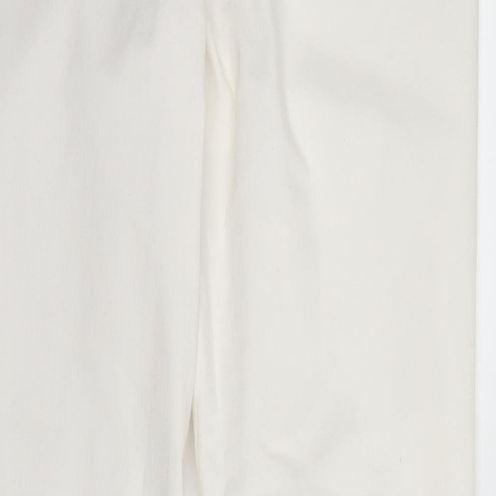 Brand and care label for South women’s white denim skinny jeans, size UK 10, 26-inch leg