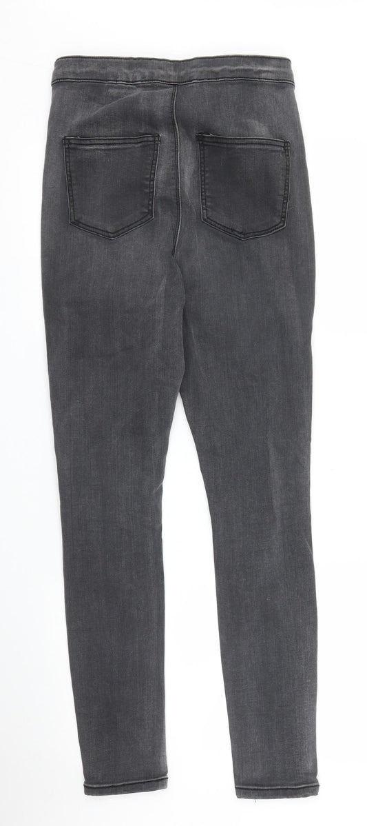 PRETTYLITTLETHING Womens Black Denim Skinny Jeans Size 10 L27 in