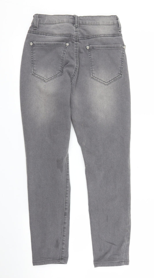 Back view of Boohoo women’s grey denim skinny jeans, size UK 6, 24-inch leg