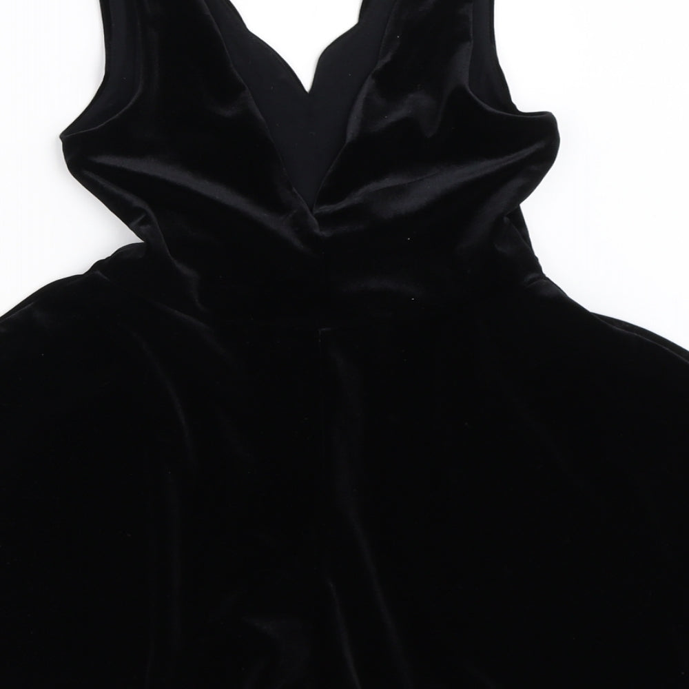 Pins & Needles Womens Black Velour Playsuit One-Piece Size XS