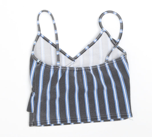 Boohoo Womens Grey Striped Camisole Tank Size 6