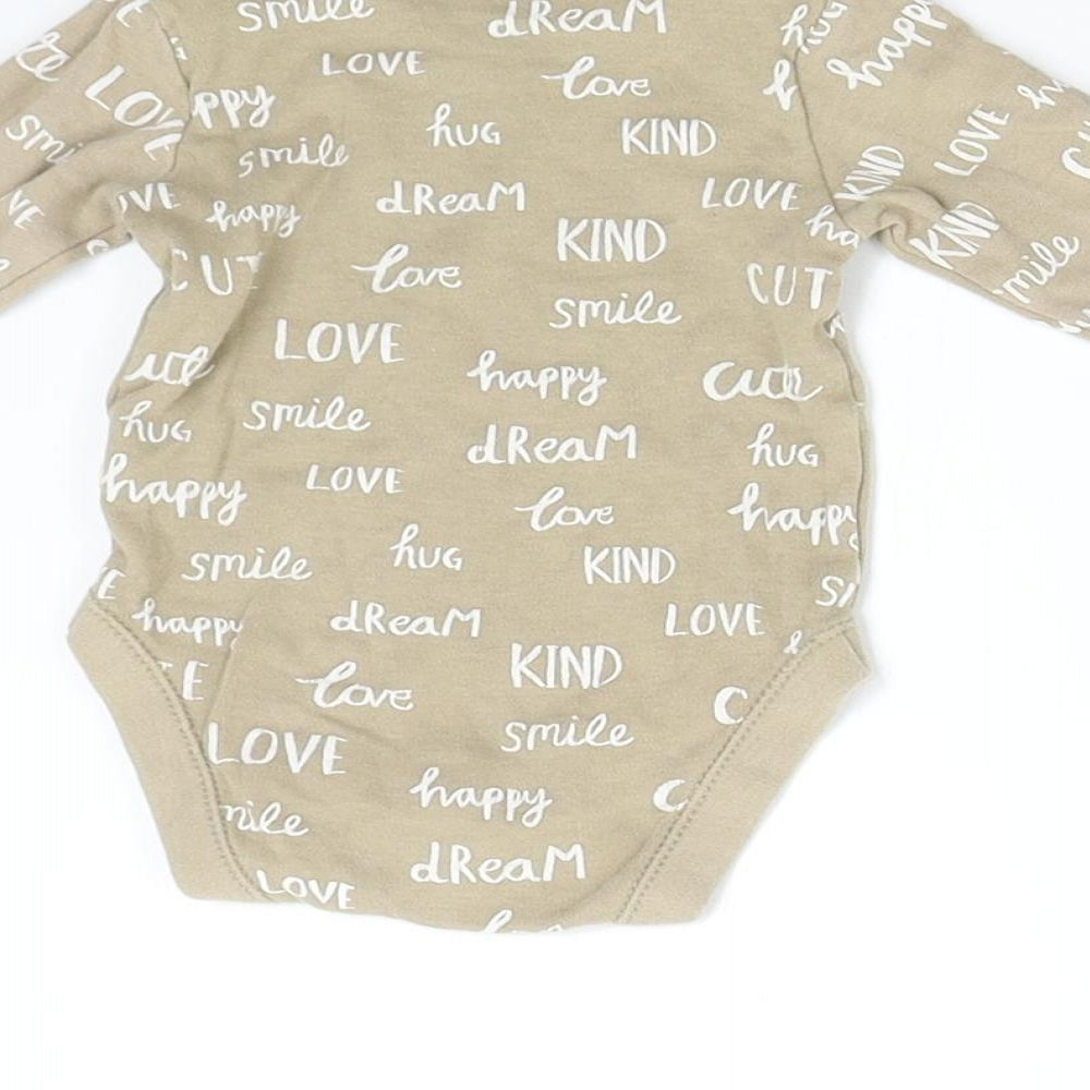 George Baby Brown Babygrow One-Piece Size 0-3 Months - Cute Love Smile