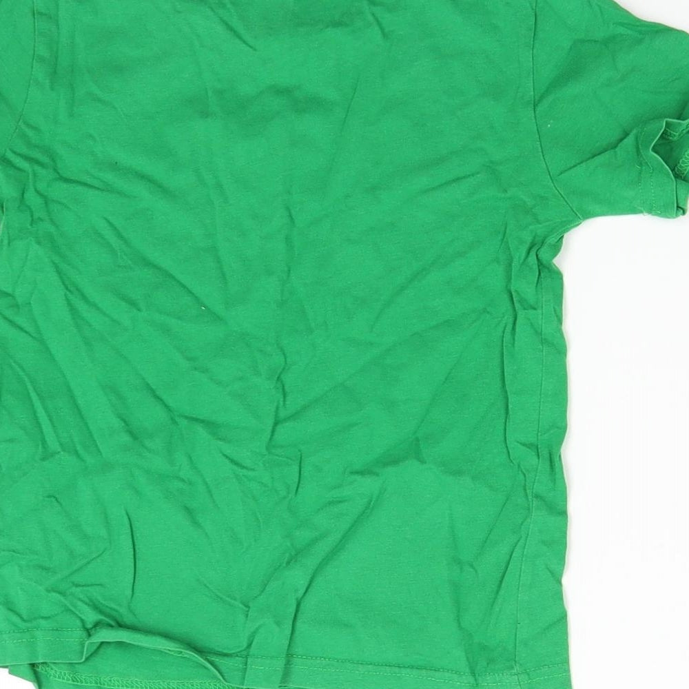 Earth Positive Boys Green Basic T-Shirt Size 5-6 Years - Save the Ocean Fuerteventura Shark