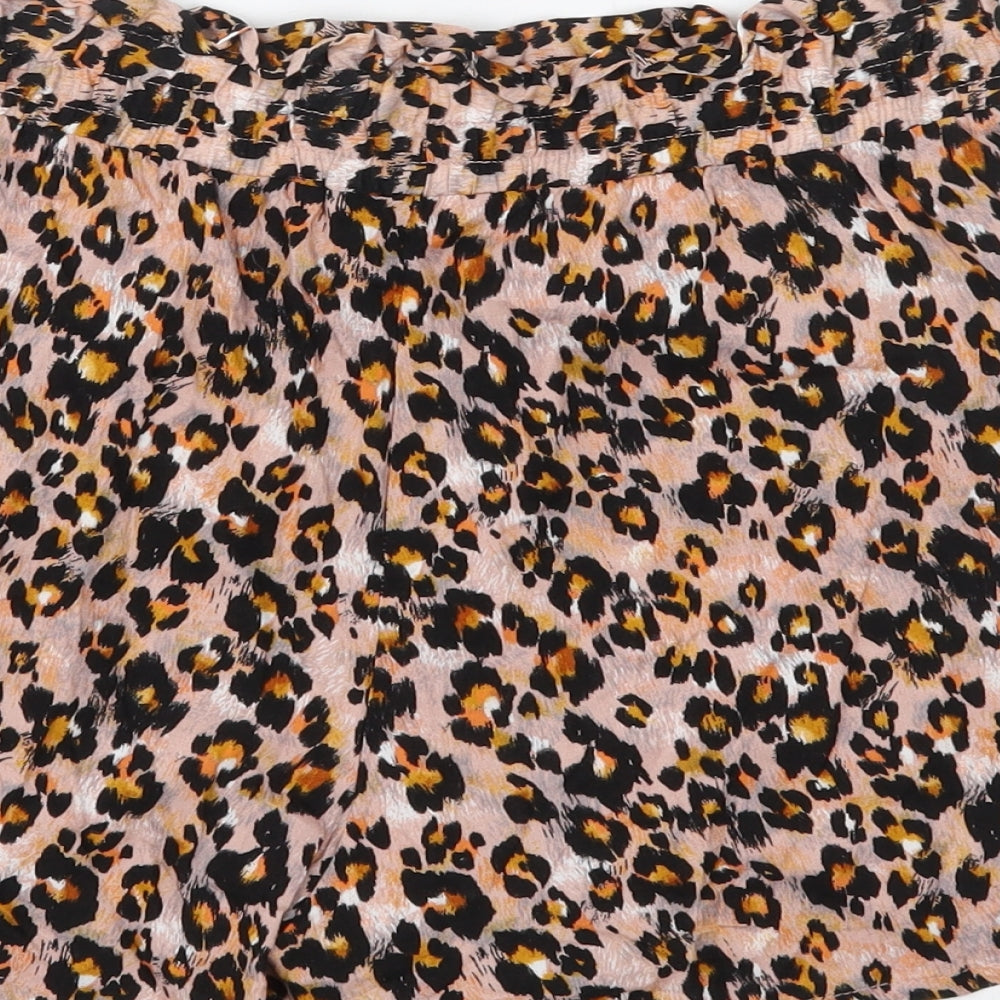 Papaya Womens Pink Animal Print Paperbag Shorts Size 10
