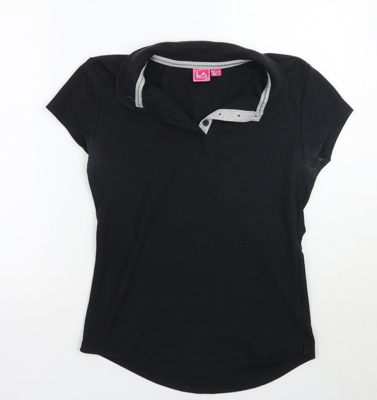 Lagear Womens Black Basic Polo Size 10