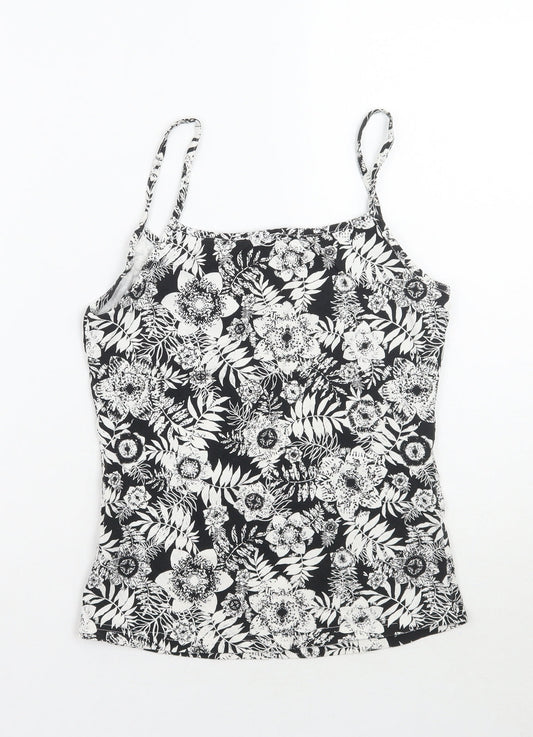 George Womens Black Floral Basic Tank Size 10