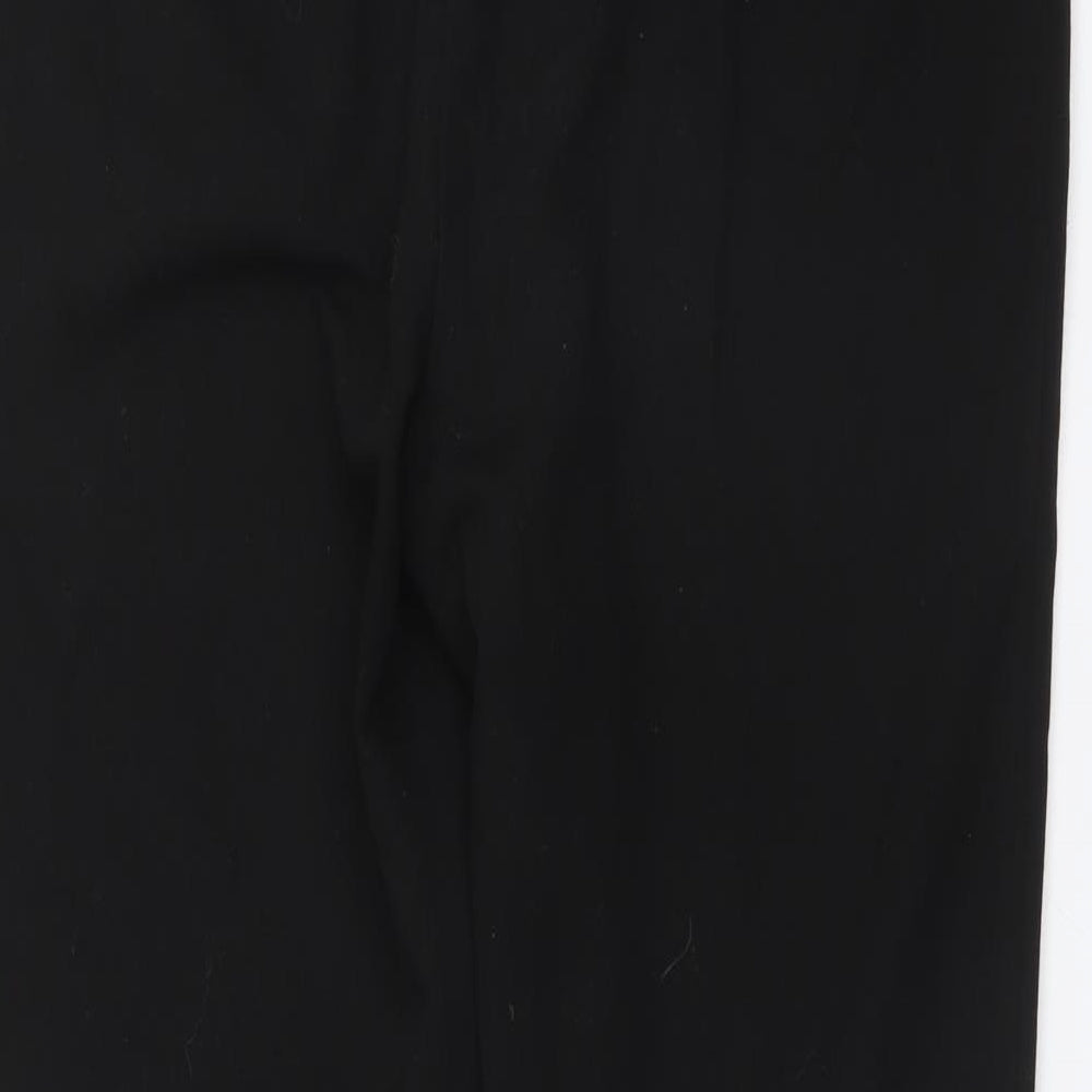 Brand and care label for F&F women’s black trousers, size UK 10, 27-inch leg