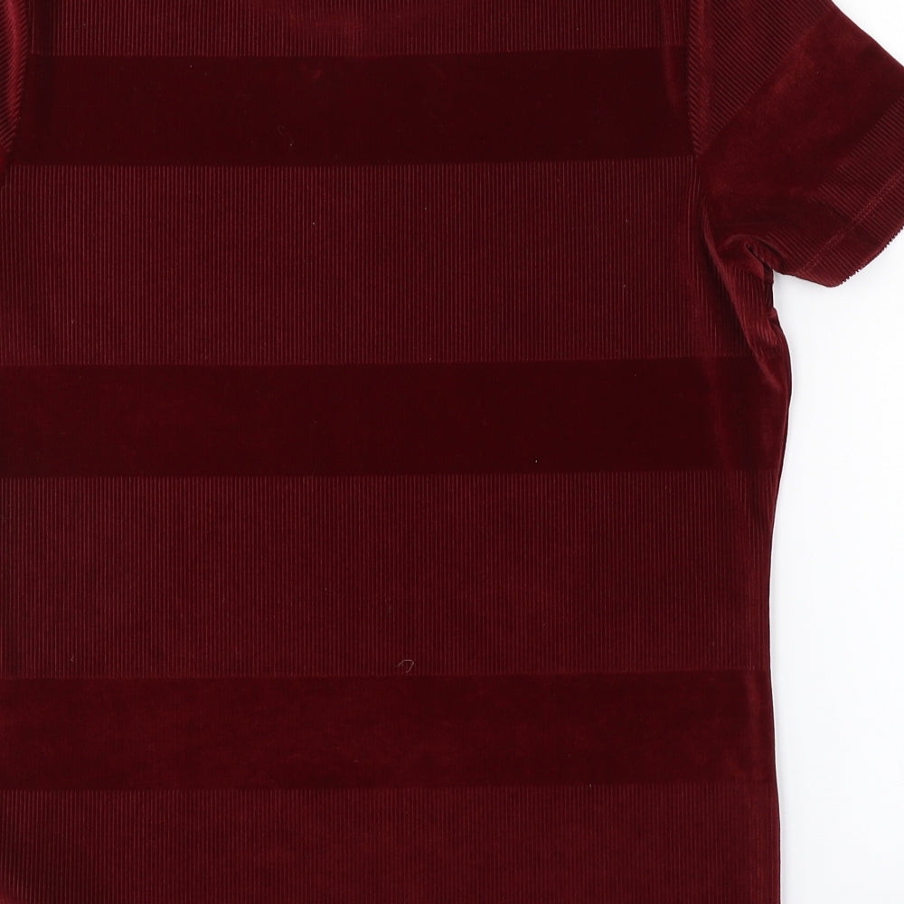 M&S Womens Red Striped Basic Blouse Size 12