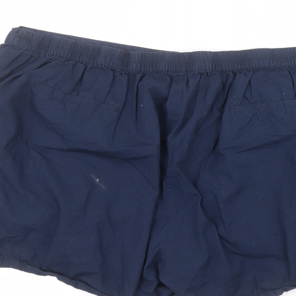 Brand and care label for Anthology women’s blue hot pants shorts, size UK 26