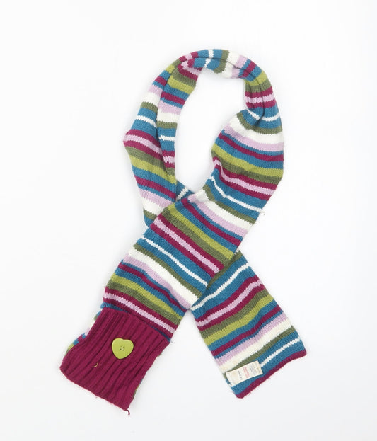 Additional front view of Adams girls’ blue striped knit scarf scarves & wraps one size