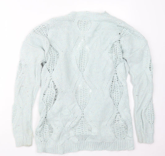 Womens UK Size 8 Warehouse Blue Cardigan Jumper