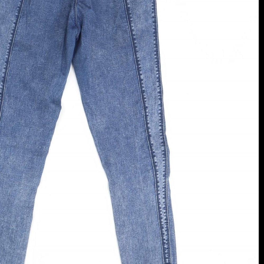 Brand and care label for Denim & Co. women’s blue denim skinny jeans, size UK 10, 28-inch leg