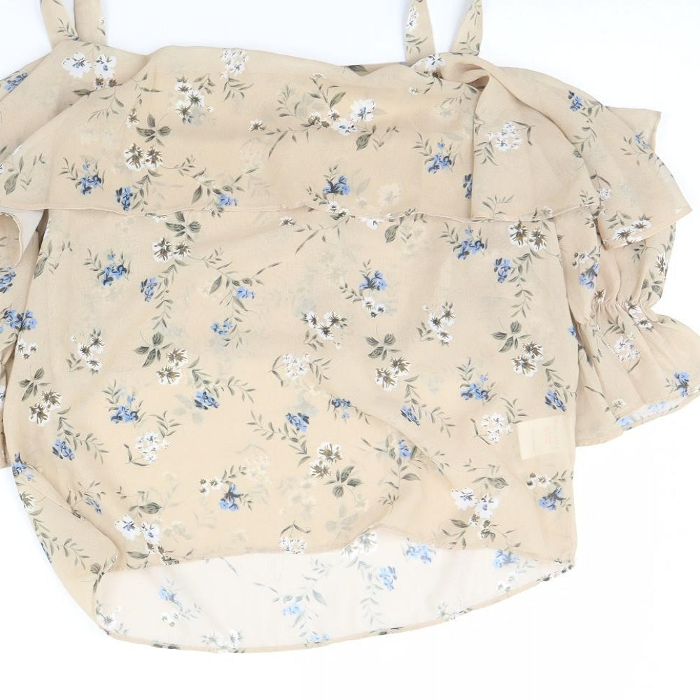 Womens UK Size 10 In the Style Beige Basic Blouse