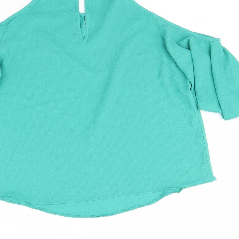 Papaya Womens Green Cropped Blouse Size 10