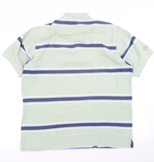 Kartel Mens Green Striped Polo Size L