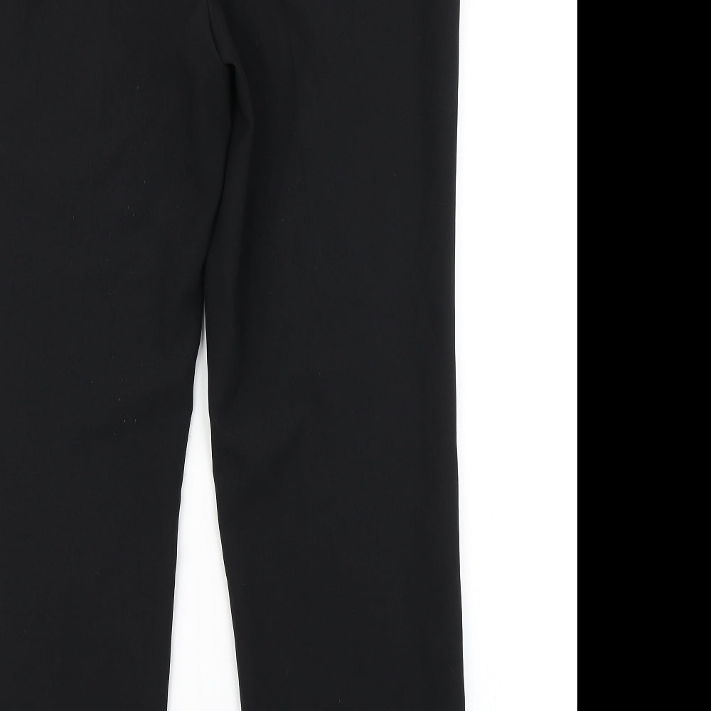 Brand and care label for F&F women’s black dress pants trousers, size UK 12, 27-inch leg