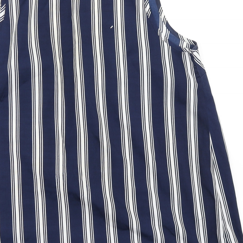Brand and care label for Anthology women’s blue striped basic tank, size UK 12