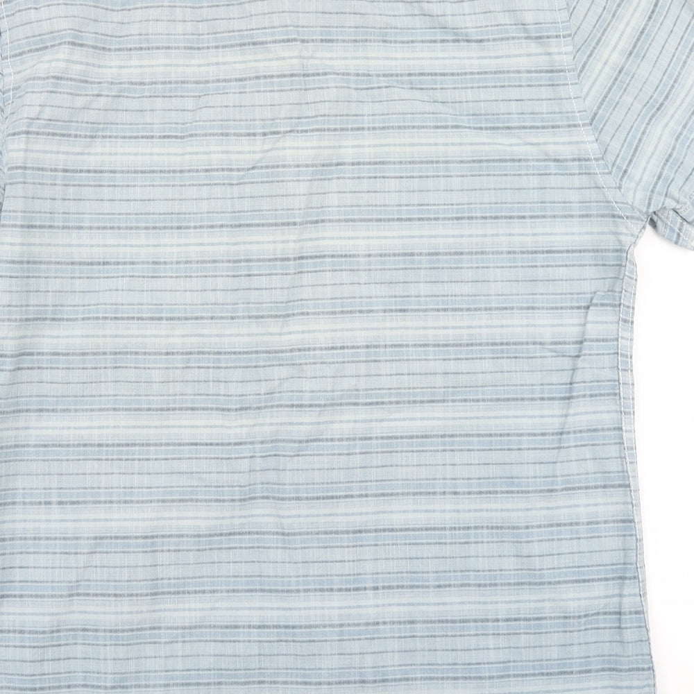 Mens UK Size S Easy Blue Button-Up Short Sleeve Casual Shirt