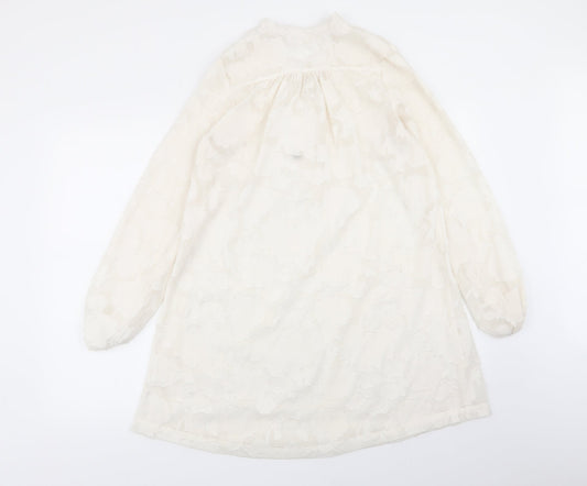 H&M Womens White Geometric Fit & Flare Size 4