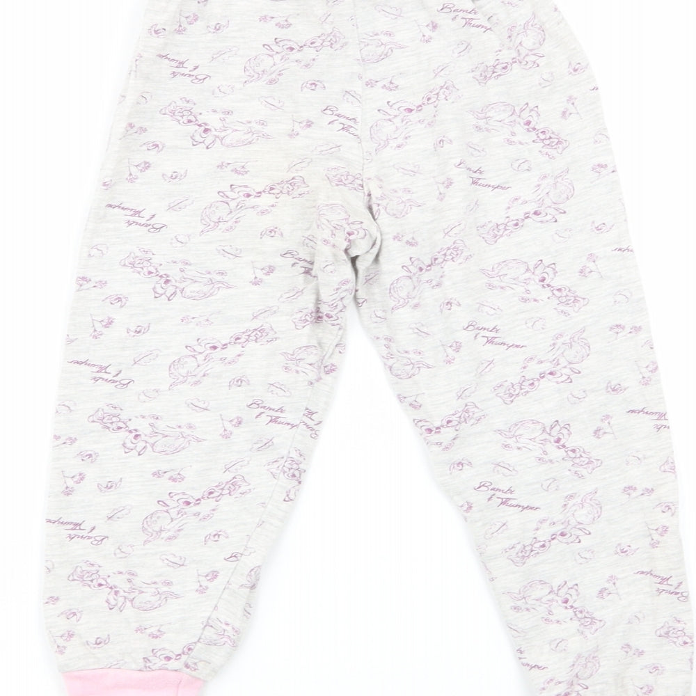 Preworn Girls Grey Floral Babydoll Pyjama Pants Size 18-24 Months