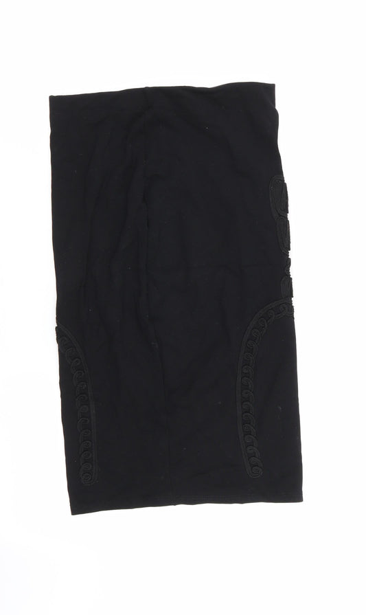 Miss Selfridge Womens Black Geometric Straight & Pencil Skirt Size 8 - Stretch waistband